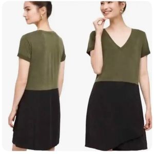 Anthropologie Dolan Left Coast color block brushed suede and linen V neck